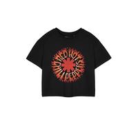 Vanilla Underground Red Hot Chili Peppers Flame Black Cropped Graphic Tee pour Femmes | T-Shirt à Manches Courtes | Rock Band Flame Logo Vêtements Idée Cadeau | Produits de Musique Alternative