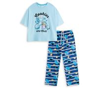 Vanilla Underground Sesame Street Pyjama Bleu à Manches Courtes et Jambes Longues pour Femme, Style Cookie Monster | Vêtements de Nuit et détente Amusants | Produits dérivés Sesame Street