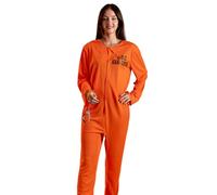 Vanilla Underground Show Me The Merch Costume de prisonnier orange deux pièces de prisonnier à manches longues avec menottes en métal | Combinaison de détenu | Déguisement pour Halloween