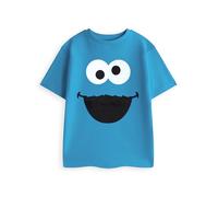 Vanilla Underground T-Shirt Graphique Unisexe Enfant Bleu à Manches Courtes avec Le Monstre des Biscuits de Sesame Street | Haut Amusant à Porter et à Jouer au Quotidien