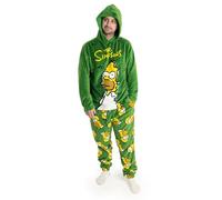 Vanilla Underground The Simpsons Ensemble Pyjama Homme Vert Homer à Manches Longues et Jambes Longues | Vêtement de Nuit et d'intérieur en Polaire Douce Dessin animé