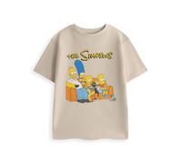 Vanilla Underground The Simpsons T-Shirt Graphique crème à Manches Courtes Simpsons | T-Shirt Enfant imprimé canapé | Homer, Marge, Bart, Lisa, Maggie