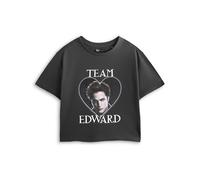 Vanilla Underground Twilight Team Edward Charcoal T-Shirt Court à Manches Courtes | Tee-Shirt Graphique pour Femmes | Vêtements de Fans de Marchandises de Films Classiques