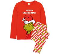 Vanilla Underground Vanilla Underground 100% Cotton The Grinch Unisex Merry Grinchmas Christmas Slogan Long Sleeve Long Leg Pyjamas Set rouge M (FR 42-44)