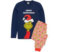 Vanilla Underground Vanilla Underground Blue 100% Cotton The Grinch Unisex Merry Grinchmas Christmas Slogan Long Sleeve Long Leg Pyjamas Set