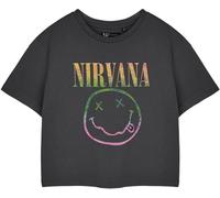 Vanilla Underground Vanilla Underground Grey Womens Nirvana Licensed Crop 100% Cotton T-Shirt