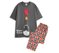 Vanilla Underground Wallace and Gromit Ensemble Pyjama 2 pièces pour Hommes | Adultes Gris et Rouge Imprimé All Over Bas à Jambes Longues et Haut de Nuit à Manches Courtes