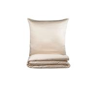 VANITA' DI RASO Parure de lit en Satin de Coton - Housse de Couette de 135 x 200 cm et taie d'oreiller de 80 x 80 cm - 100% Coton - Sable