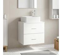 vidaXL Vanité de lavabo Mural Chêne Artisanal 53 x 34,5 x 63 cm, Rangement Salle de Bain, Meuble Moderne avec Lavabo, Cabinet Mural, Étagères Pratiques, Mobilier Gain de Place