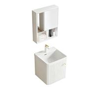 Vanité Mural Moderne à Bords Incurvés avec Évier Céramique Intégré, Armoire Étroite de Salle de Bain avec Rangement for Petits Espaces