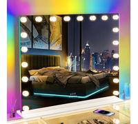 VANITII Miroir Hollywood avec éclairage RGB 100cm x 80cm avec 20 lampes à intensité variable 3 modes d'éclairage HD Verre trempé pour salle de bain Coiffeuse Blanc