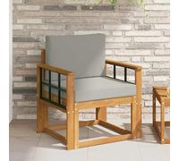 Vanitopaz Canapé d'extérieur en bois d'acacia massif avec coussin d'assise en polyester, résistant aux intempéries et imperméable, canapé de jardin modulable extensible pour terrasse et balcon