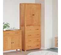 Vanitopaz Ensemble de meubles de rangement en chêne massif avec 2 étagères, 3 tiroirs, 2 portes, 80 x 35 x 185 cm, buffet rustique pour salon, chambre à coucher, couloir, espace de rangement et ordre