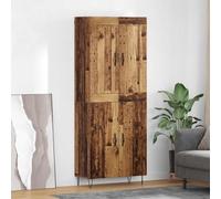 Vanitopaz Highboard Meuble haut en bois vieilli 69,5 x 34 x 180 cm avec porte et étagère, buffet moderne pour salon, salle à manger, bureau, armoire de rangement étroite avec étagère et tiroir vintage
