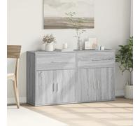 Vanitopaz Lot de 2 buffets - Gris chêne Sonoma - 60 x 31 x 70 cm - Espace de rangement - Buffet avec étagère - Pour salon, salle à manger, couloir, cuisine - Peu encombrant et ordonné