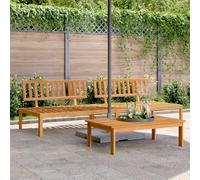 Vanitopaz Lot de 2 canapés centraux de jardin en bois d'acacia massif, élément de palette résistant aux intempéries avec dossier, modulable, extensible pour terrasse, balcon, salon, extérieur