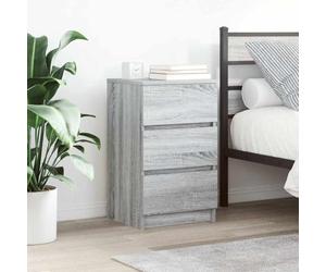 Vanitopaz Lot de 2 tables de chevet avec 3 tiroirs - Gris Sonoma - 39 x 35 x 65 cm - Table d'appoint avec espace de rangement et étagère - Pour lit à sommier tapissier moderne et salon