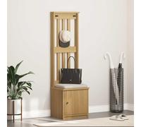 Vanitopaz SANDNES Porte-manteau en pin massif 45 x 40 x 159,5 cm avec espace de rangement et crochets pour couloir, entrée, banc pratique et rangement