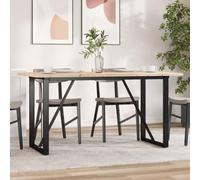 Vanitopaz Table à manger avec cadre en O - 160 x 80 x 75,5 cm - Bois massif de pin non traité - Avec cadre en acier revêtu par pulvérisation - Rectangulaire - Stable - Moderne - Pour salle à manger