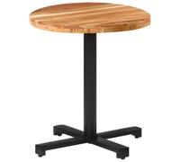 Vanitopaz Table de bistro ronde en bois d'acacia massif Ø 70 x 75 cm avec pied en fer noir, table de cuisine stable, peu encombrante, moderne pour salle à manger, jardin, famille et invités