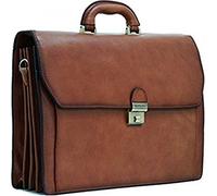 Vanity - Cartable KATANA Cuir DE Vachette - 4 Soufflets - 40 X 32 X 14,5 (Marron)