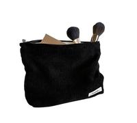 Vanity Case Trousse de Maquillage en Velours côtelé de Couleur Unie, Pochette de Rangement Polyvalente for cosmétiques, Organisateur d'outils for Les Voyages personnalisée(Svart)