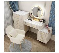 Vanity Desk Set with LED Lighted Mirror, Makeup Vanity Table with Drawers & Cabinet,for Bedroom, Bathroom