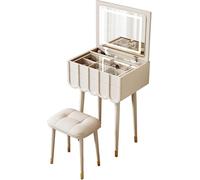 Vanity Desk With Mirror And Lights, Vanity Desk Small Vanity Table For Bedroom, Grand Drawer, Rangement compartimenté, Flip Top Design Dresser, 3 Modes d'éclairage Réglables, (Blanc) (Couleur : Blanc