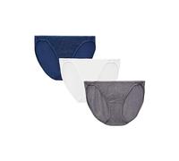 Vanity Fair Illumination String Bikini Panties, Silky Stretch & Satin Trim sous-vêtement de Style, Lot de 3-Bleu Marine/Blanc/Acier, 38 Femme