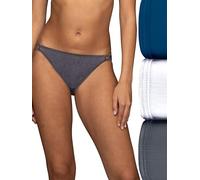 Vanity Fair Illumination String Bikini Panties, Silky Stretch & Satin Trim sous-vêtement de Style, Lot de 3-Bleu Marine/Blanc/Acier, 7 Femme