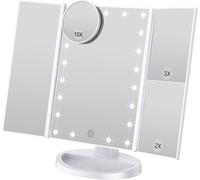 Vanity Mirror, 21 Led And 1x/2x/3x Magnification, Touch Switch To Adjust Brightness, Makeup Mirror In Dual Power Mode (White)