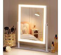 Vanity Mirror With Lights Hollywood Makeup Mirror With Illuminated Lights 360° Rotation 3 Color Lighting Modes 10x Magnification For Dressing Table 25x30cm