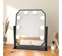 Vanity Mirror With Lights With 8 Led Bulbs, Hollywood Lighted Vanity Mirror With 360° Rotation, 3 Color Lighting Modes, 5x Magnifying Mirror (Black)