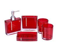 Vanitys Ensemble de 5 pièces en acrylique pour salle de bain avec gobelet à brosse à dents en cristal, distributeur de savon, accessoires de bain, ensemble de rangement contemporain pour salle de bain