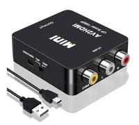 Vanjua Convertisseur RCA vers HDMI, convertisseur AV vers HDMI, 1080p Mini RCA composite CVBS Video Audio Converter Adapter Support PAL/NTSC pour TV/PC/PS2/PS3/STB/Xbox VHS/VCR/Blu-Ray DVD lecteurs