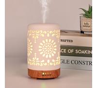 Vankarr Diffuseur Huiles Essentielles en Céramique 100ML, Diffuseur de Parfum Electrique Ultrasonique Diffuseur Huile Essentielle pour la Maison, Yoga (Blanc 100ml)