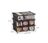 Vankarr Lot de 4 paniers de congélation blancs - Poignée empilable - Pour organiser les ingrédients congelés - Longueur extensible (29,7-45,7 x 31,5 x 15 cm) - Noir