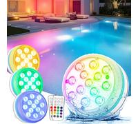 Vankarr Lumiere Piscine LED Submersible avec Télécommande Éclairage Etanche Lampes IP68 Étanche Lumières Sous-marines Pour Aquariums, Baignoire, Étangs (4 Pièce)