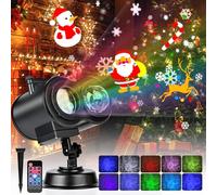 Vankarr Projecteur Noel Exterieur et Interieur, Lampe de Projection Noël avec Télécommande, 16 Diapositives de Motifs, Effets de Vagues, Projecteur LED Moel Etanche pour Halloween Saint-Valentin Fête