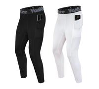 VanKee Pantalon Compression Hommes avec Poches Sport Running Leggings Séchage Rapide Transpiration baser Layer Leggings Basketball Football Yoga Gym