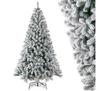 VANKEL Sapin de Noël Artificiel 180CM PVC Flocage Neige avec Support Métallique, 1006 Branches Denses - Aspect Naturel et Réaliste