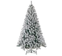 VANKEL Sapin de Noël Artificiel 210CM PVC Flocage Neige avec Support Métallique, 1298 Branches Denses - Aspect Naturel et Réaliste