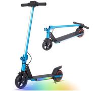 Vankel Trottinette Électrique Enfant 6-14 Ans - 150W - Autonomie 5-8 km - Pliable - 12 km/h - Lumières LED Multicolores - Bleu