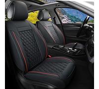 Vankerful Lot de 2 housses pour sièges avant de voiture, en cuir synthétique, modèle universel adapté pour la plupart des voitures, SUV, berlines, pick-ups et camionnettes - Noir/Rouge