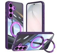 Vanki Coque de protection pour Samsung Galaxy S26 5G - Compatible avec Mag-Safe - Avec support S26 - Magnétique - Avec anneau de support à 360° - Protection contre les chutes - Transparente - Violet