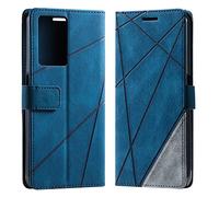 Vankii Coque pour Oppo A57 5G 2022/A77 5G 2022/A57S 5G 2022/Realme V23, Rabat Portefeuille de Protection Cuir PU Etui, Silicone TPU Bumper Magnétique Housse Flip Porte Cartes Cover(Bleu)