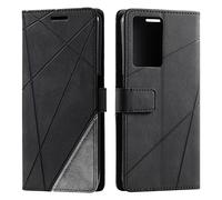 Vankii Coque pour Oppo A57 5G 2022/A77 5G 2022/A57S 5G 2022/Realme V23, Rabat Portefeuille de Protection Cuir PU Etui, Silicone TPU Bumper Magnétique Housse Flip Porte Cartes Cover(Le Noir)