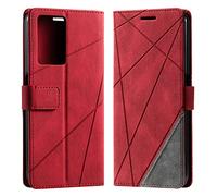 Vankii Coque pour Oppo A57 5G 2022/A77 5G 2022/A57S 5G 2022/Realme V23, Rabat Portefeuille de Protection Cuir PU Etui, Silicone TPU Bumper Magnétique Housse Flip Porte Cartes Cover(Rouge)
