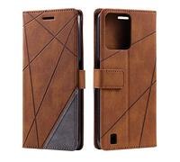 Vankii Coque pour Oppo Realme C31 4G, Rabat Portefeuille de Protection Cuir PU Etui, Silicone TPU Bumper Magnétique Housse, Flip Porte Cartes avec Fonction Support Cover Case (Brun)
