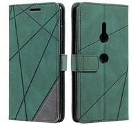 Vankii Coque pour Sony Xperia XZ3, Rabat Portefeuille de Protection Cuir PU Etui, Slim Silicone TPU Bumper Magnétique Housse, Flip Porte Cartes avec Fonction Support Cover Antichoc Case (Vert)